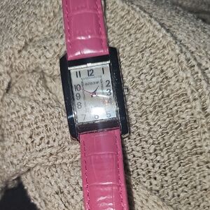 Gossip Pink Strap Watch with Silver Case